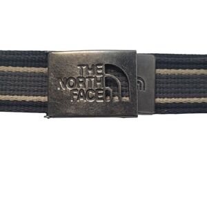 The North Face Canvas Belt Silver Buckle Striped Black Tan Accessories